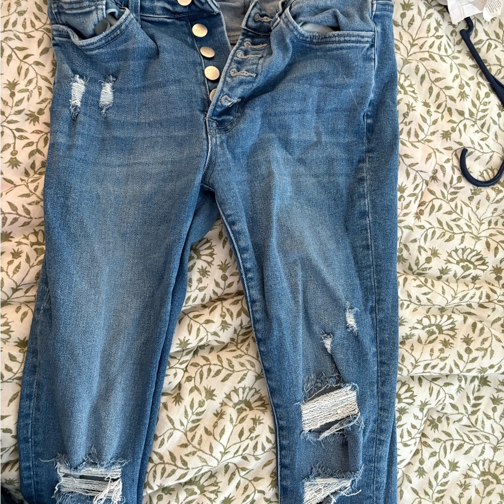 Altar'd State Blue Distressed Ankle Jeans